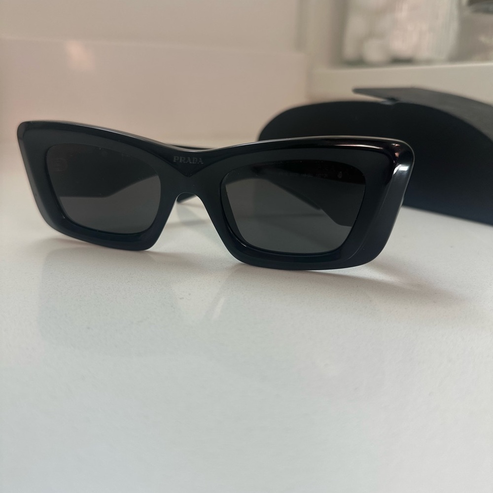 Prada PR 13ZS Women's Black Rectangular Sunglasses